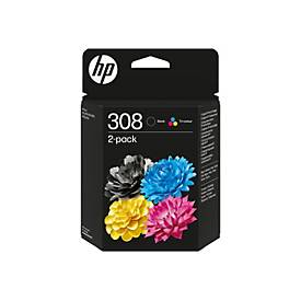 HP 308 - 2er-Pack - Schwarz, Gelb, Cyan, Magenta