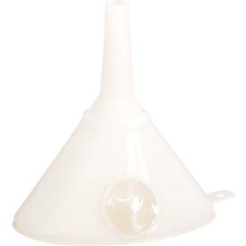Huenersdorff Trichter, mit Entlüftungsrippe und Edelstahl-Sieb, Polyethylen (HD-PE), 660 ml, weiß