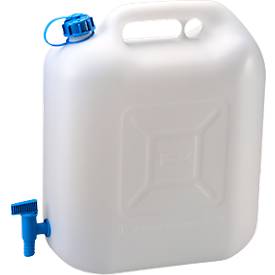 Hünersdorff Wasserkanister Eco, Polyethylen (HD-PE) natur, fest montierter Ablasshahn, 22 Liter