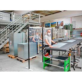 Hygieneschutzwand, Grund- oder Anbaumodul, Kunststoff-Folie transparent, Ständerfarbe schwarz oder lichtgrau
