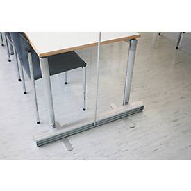 Hygieneschutzwand Roll-up, PET-Folie, glasklar, einrollbar, Aluminiumkassette mit Füßen, B 1000 x T 200 x H 2200 mm