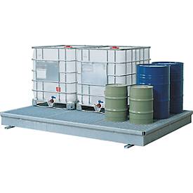 IBC-Auffangwanne ASECOS, Stahl, mit Gitterrost, verzinkt, versch. Ausführungen