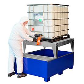 IBC-Auffangwanne CEMO, Stahl, 1000 l Auffangvolumen, mit verzinktem Gitterrost, versch. Ausführungen