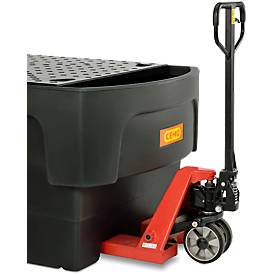 IBC-Auffangwanne, Polyethylen, 1100 l, 1500 kg, Abfüllvorsatz u. PE-Lochplatte, unterfahrbar