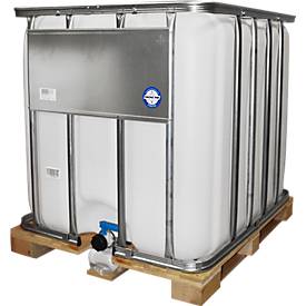 IBC-Tank, Container-Wassertank auf Holzpalette, 1000 L
