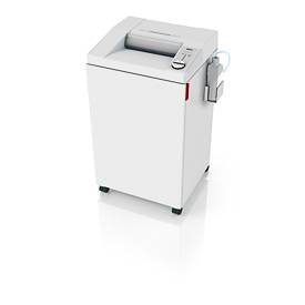 IDEAL Aktenvernichter 3104 SMC/O, Minischnitt 0,8 x 5 mm, P-7, 120 l, 8-9 Blatt Schnittleistung, Öler, mit Rollen, Blauer Engel, grau