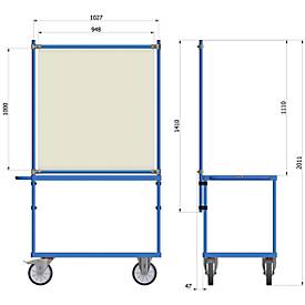Infektionsschutzrahmen 5901 für fetra Transportgeräte, Stahlrohr/PVC-Folie, brillantblau RAL 5007/glasklar, L 1060 x B 49 x H 1410 mm