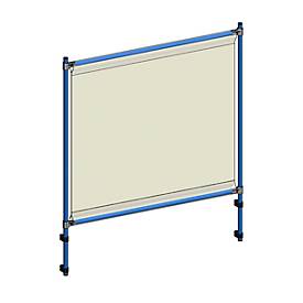 Infektionsschutzrahmen 5903 für fetra Transportgeräte, Stahlrohr/PVC-Folie, brillantblau RAL 5007/glasklar, L 1260 x B 49 x H 1410 mm