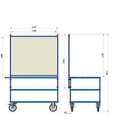 Infektionsschutzrahmen 5903 für fetra Transportgeräte, Stahlrohr/PVC-Folie, brillantblau RAL 5007/glasklar, L 1260 x B 49 x H 1410 mm