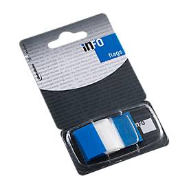 INFO Flags Haftnotizen, 25 mm x 43 mm, 50 Blatt, blau transparent