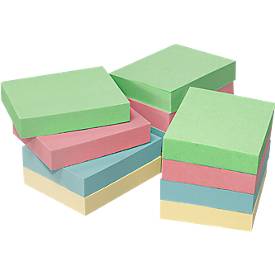 INFO Haftnotizen, Recyclingpapier, 50 x 40 mm, 12 x 100 Blatt, blanko, bunt