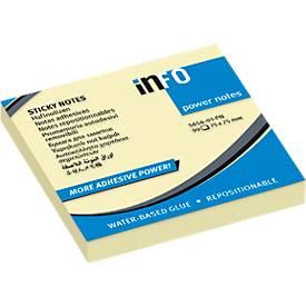 inFO Power Notes Haftnotizen, 75 x 75 mm, 100 Blatt pro Block, 12 Blöcke, blanko, gelb
