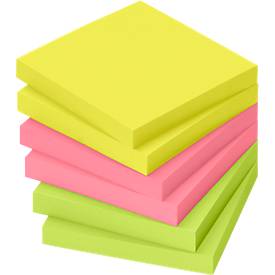 inFO Power Notes Haftnotizen, 75 x 75 mm, 80 Blatt pro Block, 6 Blöcke, 3 Farben