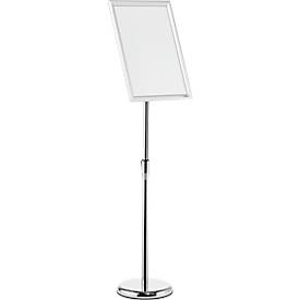Infoständer Durable, mit DIN A3 Klapprahmen, Hoch- & Querformat, höhenverstellbar, Aluminium & Polystyrol, silber