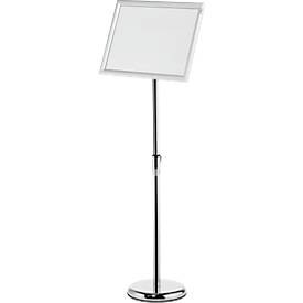 Infoständer Durable, mit DIN A3 Klapprahmen, Hoch- & Querformat, höhenverstellbar, Aluminium & Polystyrol, silber