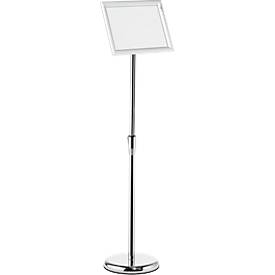 Infoständer Durable, mit DIN A4 Klapprahmen, Hoch- & Querformat, höhenverstellbar, Aluminium & Polystyrol, silber
