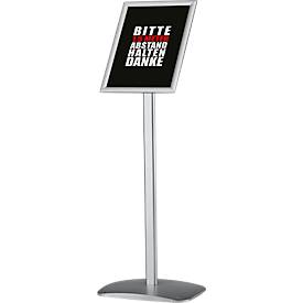 Infoständer, Format A4, Hoch- & Querformat, standfest, B 420 x T 300 x H 1000/964 mm, inkl. Antireflex-Schutzfolie & A4-Wechselrahmen, Aluminium