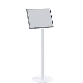 Infoständer Paperflow, A3, für Hoch- & Querformat, mit Griffmulde, desinfektionsmittelbeständig, Stahl/Polystyrol, weiß