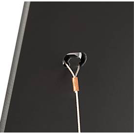 Infoständer, Segelform, für Dokumente bis A4, 360 x T 360 x H 960 mm, Hirnholz-Eiche/Acrylglas, schwarz-matt