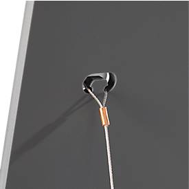 Infoständer, Segelform, für Dokumente bis A4, B 360 x T 360 x H 960 mm, Hirnholz-Eiche/Acrylglas, grau-matt