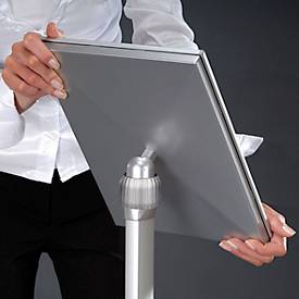 Infoständer Update Display, DIN A3, höhenverstellbar, neigbar, 25 mm Klapprahmen, Aluminium, silber