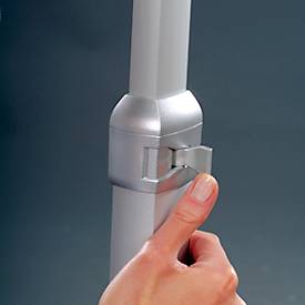 Infoständer Update Display, DIN A3, höhenverstellbar, neigbar, 25 mm Klapprahmen, Aluminium, silber