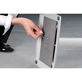 Infoständer Update Display, DIN A4, höhenverstellbar, neigbar, 25 mm Klapprahmen, Aluminium, silber