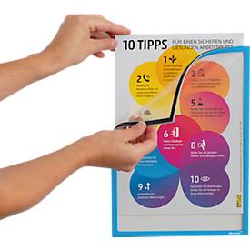 Infotasche, magnetisch, PET-Folie, A4 hoch/quer, blau, 5 Stück