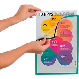 Infotasche, magnetisch, PET-Folie, A4 hoch/quer, grün, 5 Stück