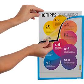 Infotasche, magnetisch, PET-Folie, B 435 x H 312 mm, hoch/quer, blau, 5 Stück