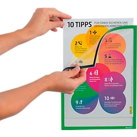 Infotasche, magnetisch, PET-Folie, B 435 x H 312 mm, hoch/quer, grün, 5 Stück