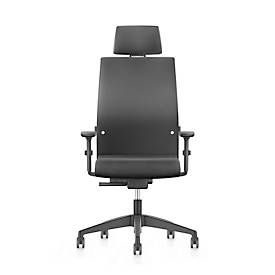 Interstuhl Bürostuhl 179RS, mit Armlehnen, Autolift-Synchronmechanik, Muldensitz, Lordosen- und Kopfstütze, schwarz