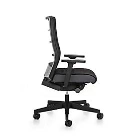 Interstuhl Bürostuhl Airpad 3C44, mit Armlehnen, Synchronmechanik, Flachsitz, Anti-Schock-Funktion, schwarz/brillantsilber