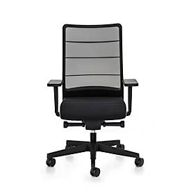 Interstuhl Bürostuhl Airpad 3C44, mit Armlehnen, Synchronmechanik, Flachsitz, Anti-Schock-Funktion, schwarz/brillantsilber