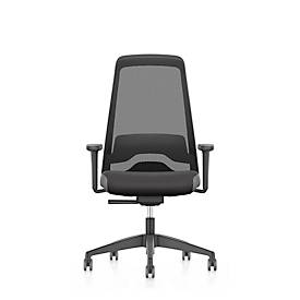 Interstuhl Bürostuhl EV256, mit Armlehnen, Autolift-Synchronmechanik, Muldensitz, Netzrücken mit Lordosenstütze, schwarz