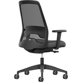 Interstuhl Bürostuhl EVERYis EV25R, mit Armlehnen, Auto-Synchronmechanik, Flachsitz, Netzrücken, schwarz