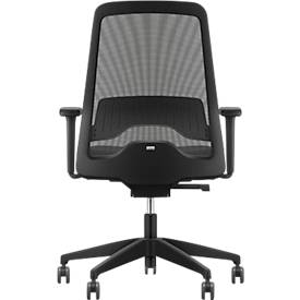 Interstuhl Bürostuhl EVERYis EV25R, mit Armlehnen, Auto-Synchronmechanik, Flachsitz, Netzrücken, schwarz