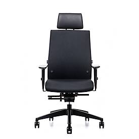 Interstuhl Bürostuhl Famos F260, mit Armlehnen, Synchronmechanik, Flachsitz, Kopfstütze, schwarz