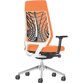 Interstuhl Bürostuhl JOYCE is3, Synchronmechanik, Armlehnen, FlexGrid-Lordosenstütze, Netzrücken, Flachsitz, hellgrau/orange
