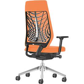 Interstuhl Bürostuhl JOYCE is3, Synchronmechanik, Armlehnen, FlexGrid-Lordosenstütze, Netzrücken, Flachsitz, schwarz/orange