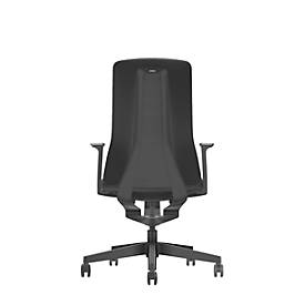 Interstuhl Bürostuhl PUREis3, feste Armlehnen, 3D-Auto-Synchronmechanik, Muldensitz, Polster-Netzrücken, schwarz/schwarz