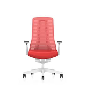 Interstuhl Bürostuhl PUREis3, verstellbare Armlehnen, 3D-Auto-Synchronmechanik, Muldensitz, Netzrücken, feuerrot/weiß