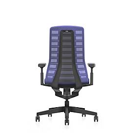 Interstuhl Bürostuhl PUREis3, verstellbare Armlehnen, 3D-Auto-Synchronmechanik, Muldensitz, Netzrücken, kobaltblau/schwarz