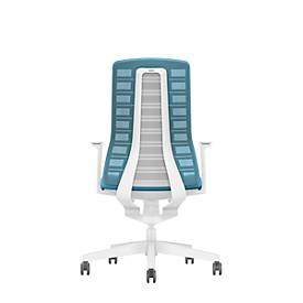 Interstuhl Bürostuhl PUREis3, verstellbare Armlehnen, 3D-Auto-Synchronmechanik, Muldensitz, Netzrücken, pastellblau/weiß