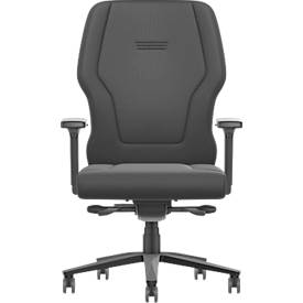 Interstuhl Bürostuhl XXL112, T-Armlehnen, Synchronmechanik, Schiebesitz, Lordosenstütze, Lederbezug, schwarz/schwarz