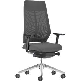 Interstuhl chaise de bureau JOYCE is3, mécanisme synchrone, accoudoirs, soutien lombaire FlexGrid, dossier résille, assise plate, gris clair/anthracite