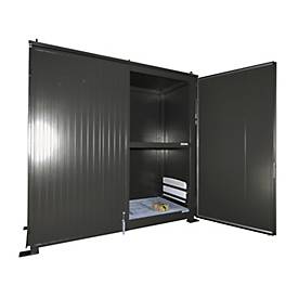 Isolierter Regalcontainer BAUER CEH 29-2 IBC, Stahl, Doppelflügeltor, B 3220 x T 1500 x H 3510 mm, grau