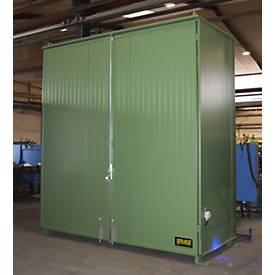 Isolierter Regalcontainer BAUER CEH 29-2 IBC, Stahl, Doppelflügeltor, B 3220 x T 1500 x H 3510 mm, grün
