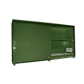 Isolierter Regalcontainer BAUER CEH 59-2 IBC, Stahl, Schiebetor, B 6440 x T 1550 x H 3510 mm, grün