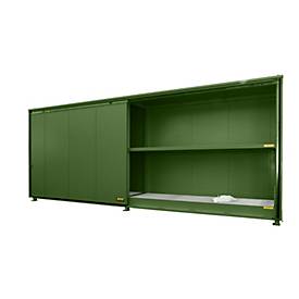 Isolierter Regalcontainer BAUER CEH 81-2, Stahl, Schiebetor, B 8400 x T 1550 x H 3190 mm, grün
